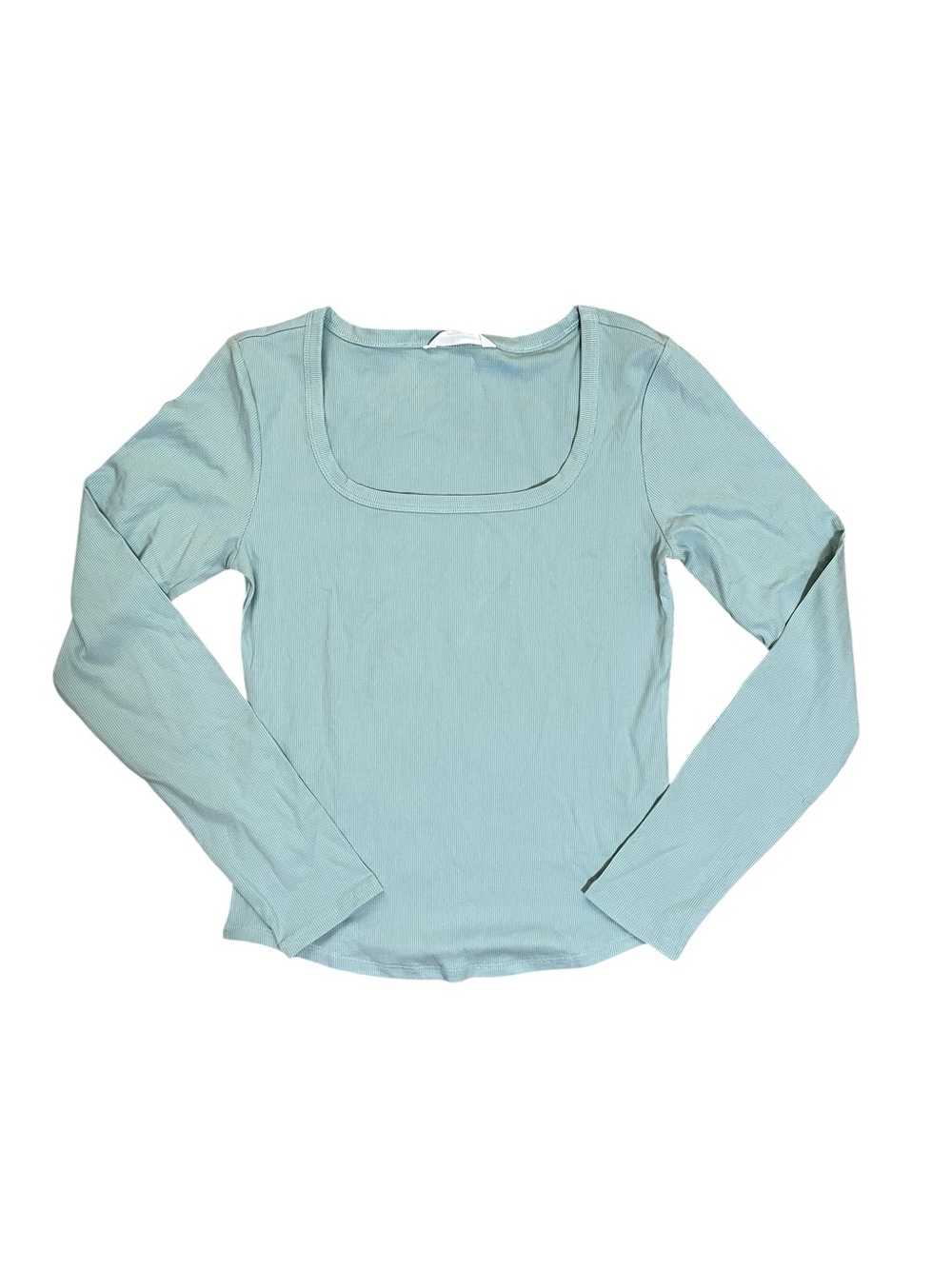 Athleta Seafoam Green Signature Rib Square Neck Long Sleeve Top S - Picture 2 of 6